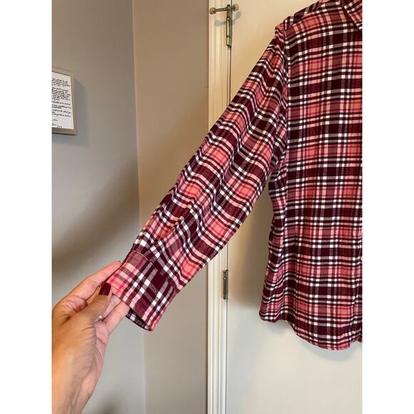 Lands' End pink flannel shirt buttons collar cotton pink - Picture 5 of 10